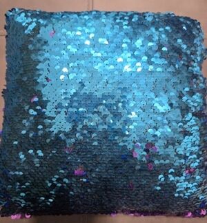 NEW SMALL DUAL COLOR TURQUOISE AND PURPLE SEQUINS PILLOW
